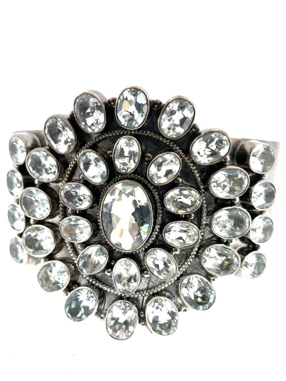 Sterling silver white spinel stone cuff